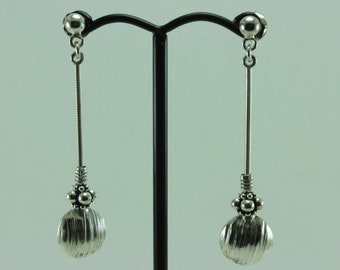 long dangle sterling silver earring ethnic bead tiny handcrafted silver earrings wedding earrings