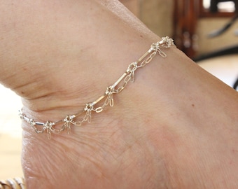 Sterling silver ankle bracelet delicate silver anklet ethnic anklet handmade elegant bohem ankle bracelet