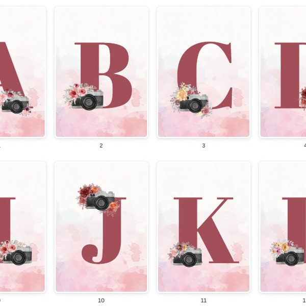 Printable alphabet letters bordeaux floral