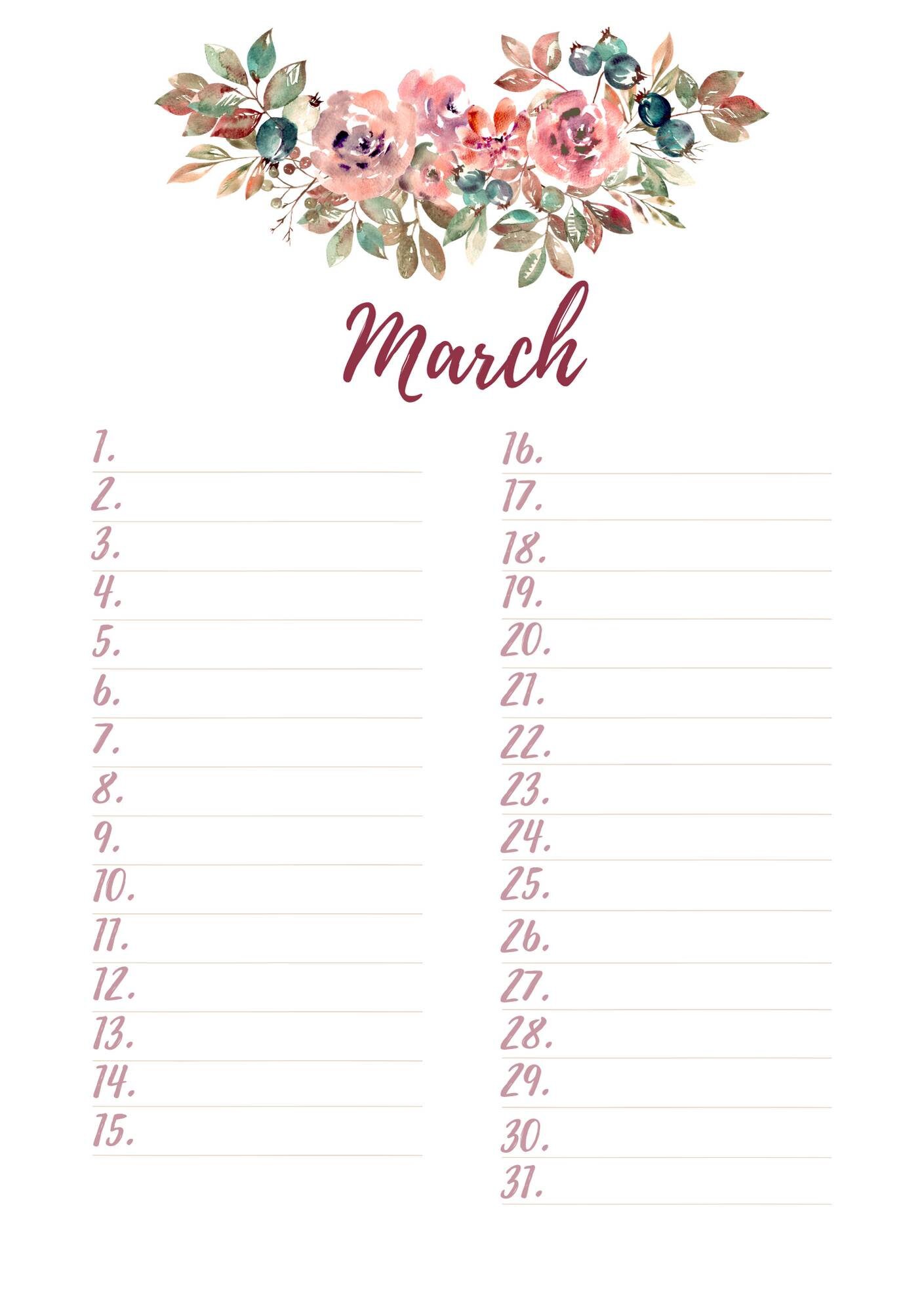 Birthday Calendar Floral - Etsy