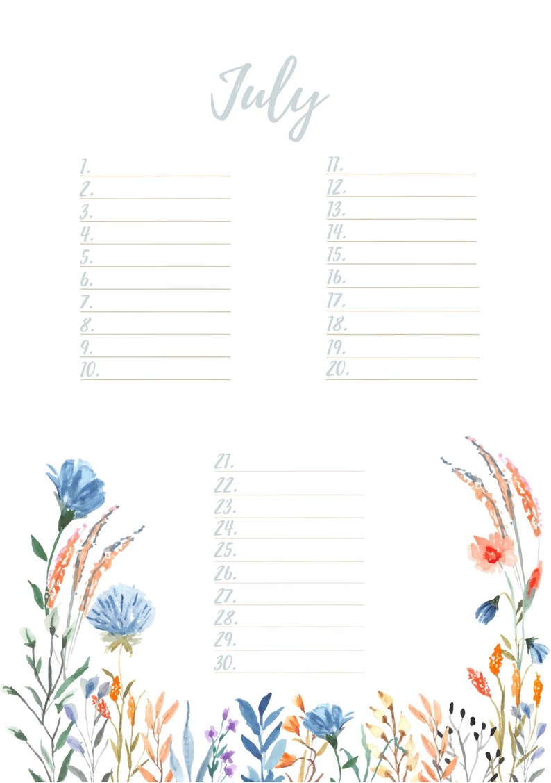 Birthday Calendar Floral - Etsy