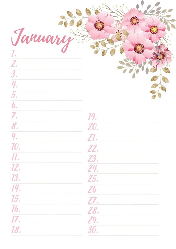 Birthday Calendar Floral - Etsy
