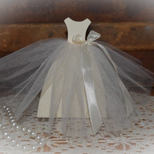 5-1/2&quot; Tall Standing Wedding Dress, Small Bridal Shower Centerpiece, Standing Wedding Dress, Bridal Shower Table Decor