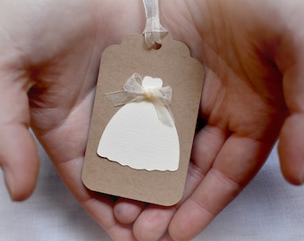 Bridal Shower Wedding Dress Favor Tags, Set of 12