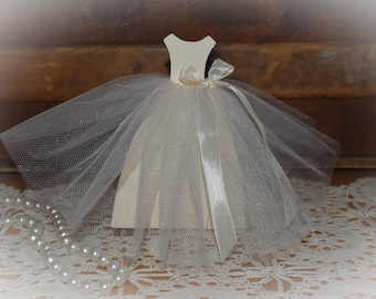 5-1/2" Tall Standing Wedding Dress, Small Bridal Shower Centerpiece, Standing Wedding Dress, Bridal Shower Table Decor