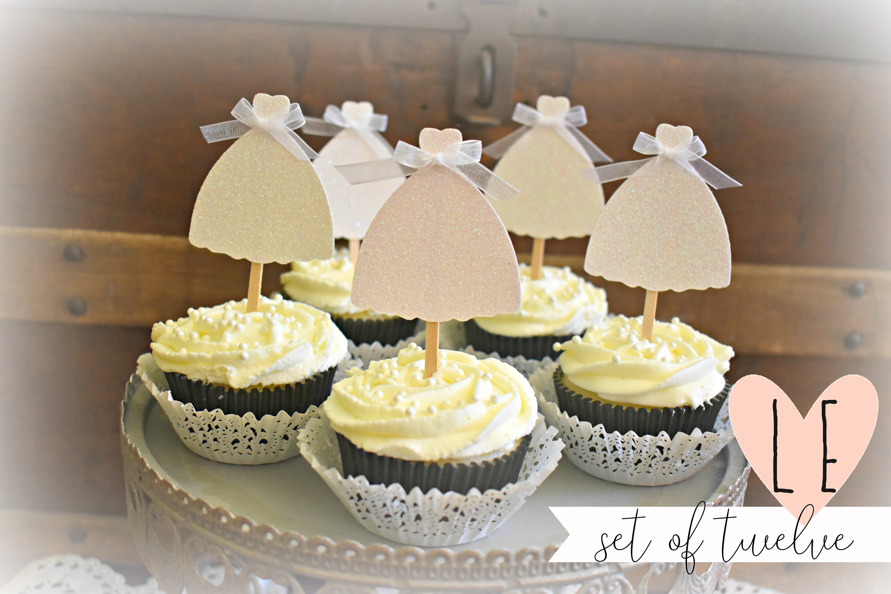 Wedding Dress Cupcake Toppers, Set of 12 Bride Gown Picks - Etsy