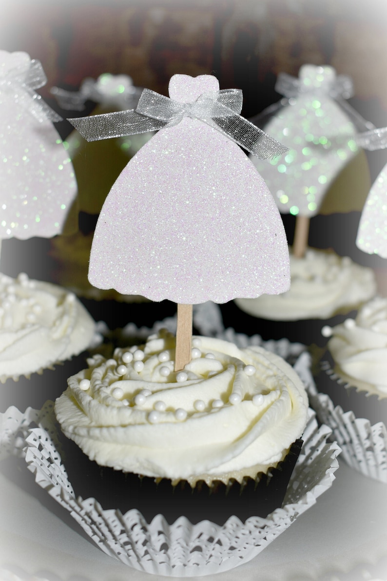 Wedding Dress Cupcake Toppers Set of 12 Bride Gown Picks Etsy