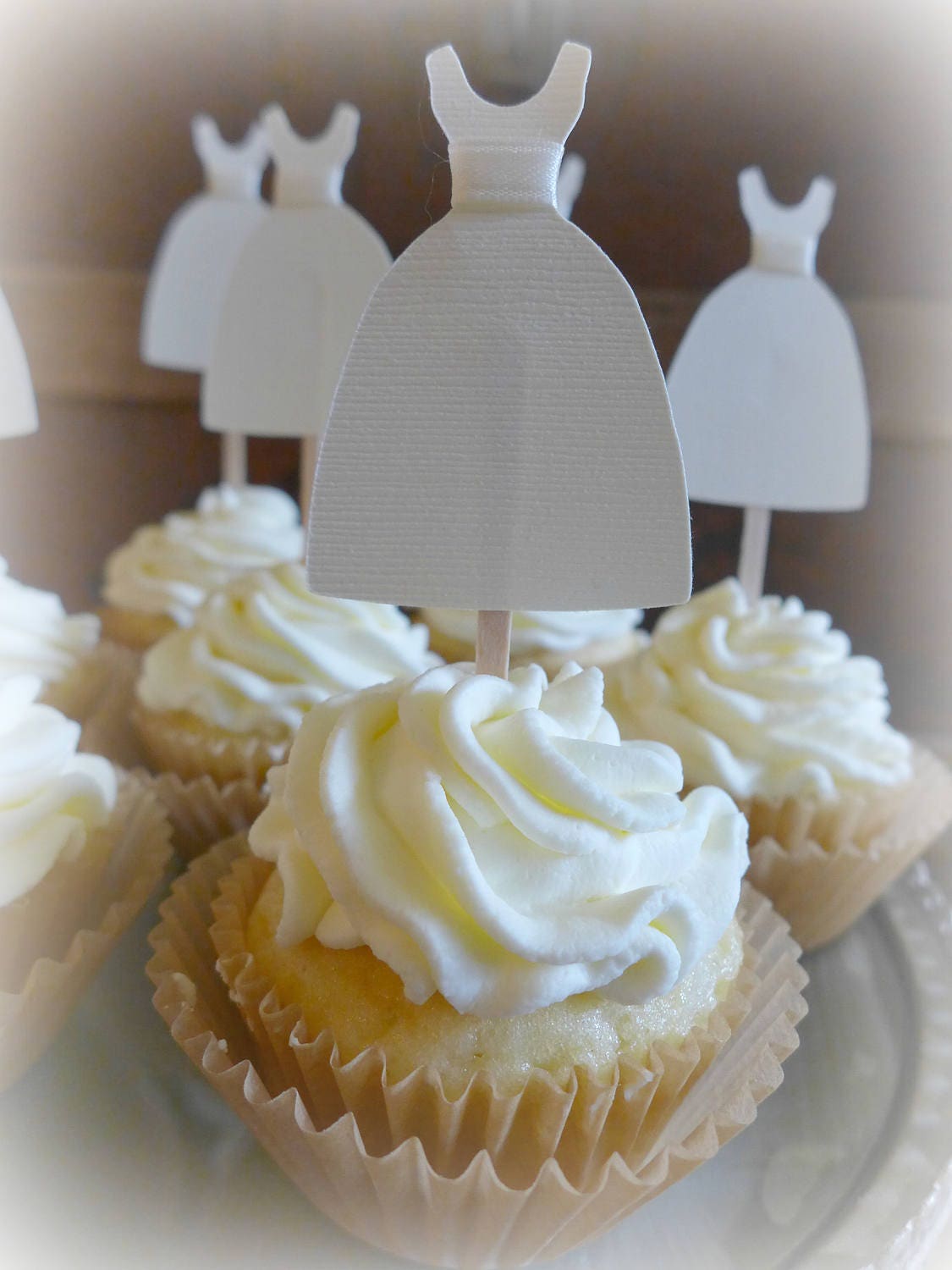 Bridal Shower Cupcake Picks Wedding Dress Cupcake Toppers Etsy