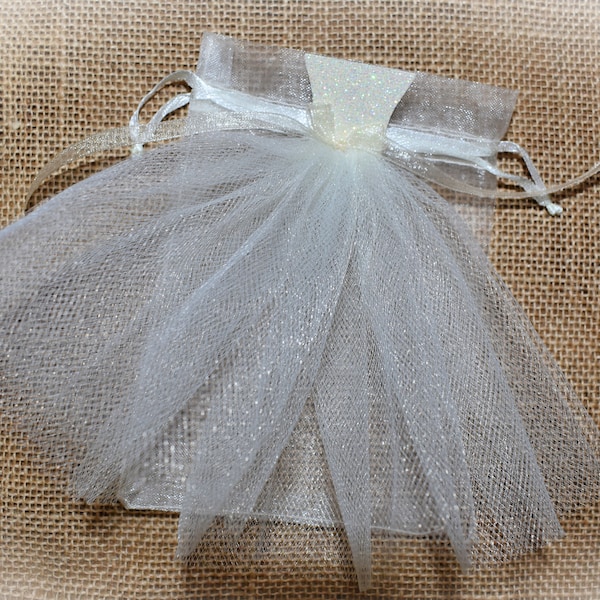 Bridesmaid Gift, Wedding Favors, Bridal Shower Favor Bags, Bride Gown Sheer Bag