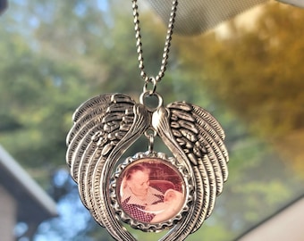 Rear View Mirror - Car Charm - Mirror Charm - Memorial Charm - Memorial Car Charm - Photo Memorial - Car Accessories - Memorial Gift