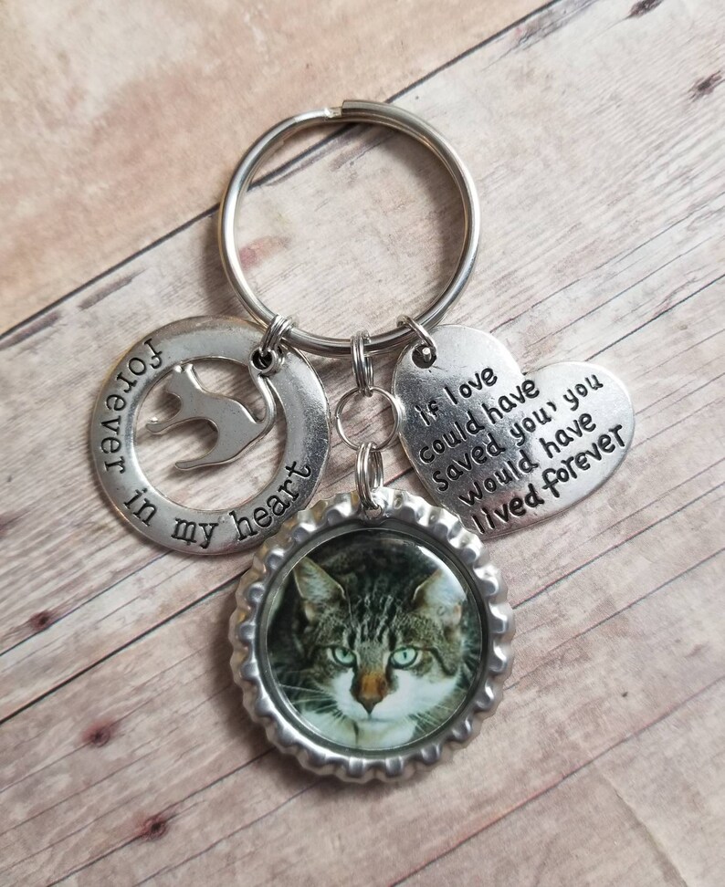 Cat Memorial Keyring Pet Photo Keychain Photo Memorial Etsy