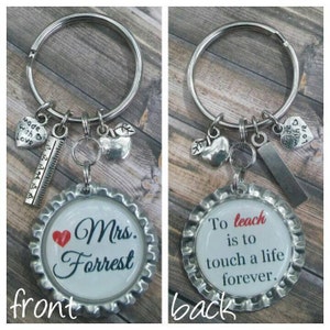 Teacher Keychain - Teacher Appreciation - Thank you Gift - End of Year Gift - Bottle Cap Keychain - Custom Teacher Gift - Teacher Keyring