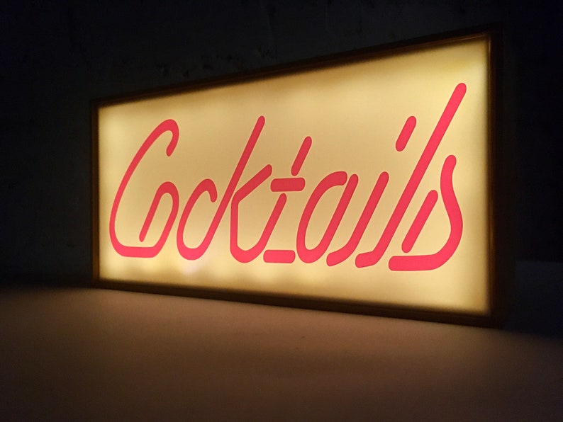 Cocktails Light Box light up bar sign light up cocktails