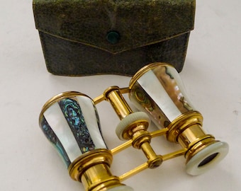 Fine Pair French Abalone & Mother of Pearl Opera Glasses