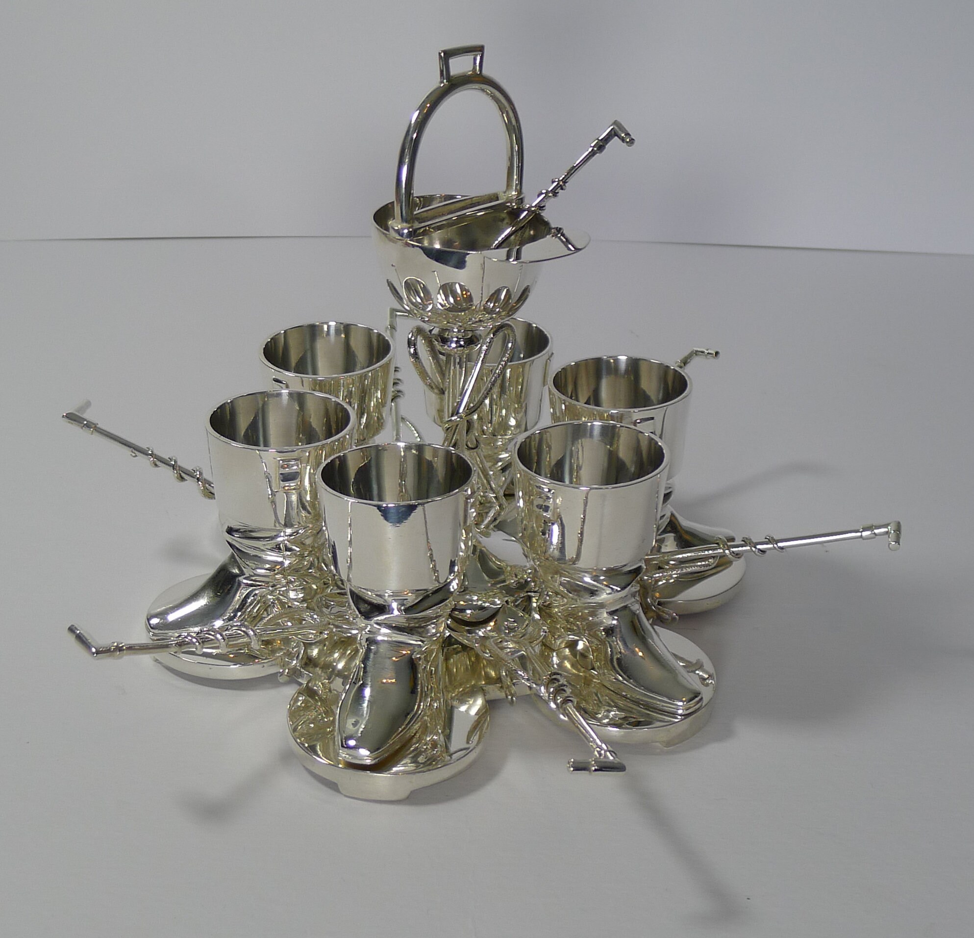 Image of Rare Victorian Egg Cruet - Equestrian/Horses Jockey, Reg. For 1865