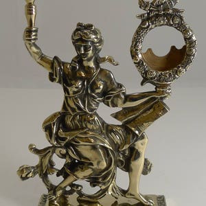 Antieke Engels Gegoten Messing Figural Pocket Watch Holder / Stand c.1880