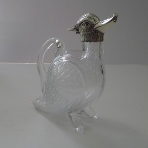 Rare Victorian Silver and Cut Glass Novelty Duck Decanter / Jug - 1894