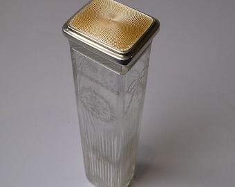 Tall Silver & Guilloche Enamel Lidded Jar by Goldsmith's and Silversmith's Co. - 1931