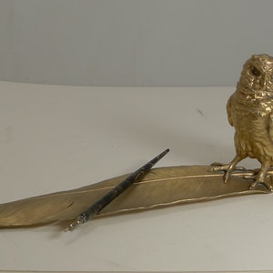 Gilded Austrian Bronze Inkwell / Pen Rest - Signed Bergmann
