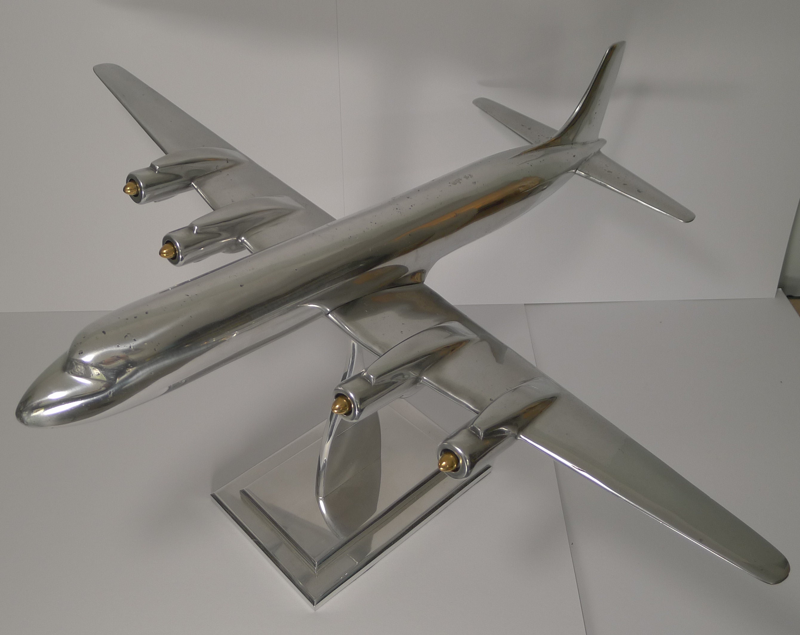 Image of Large Aluminium Douglas Dc-7 Model Airplane C.1953