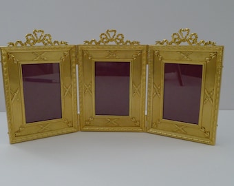 French Gilded Bronze Triple Picture / Photograph Frame c.1900