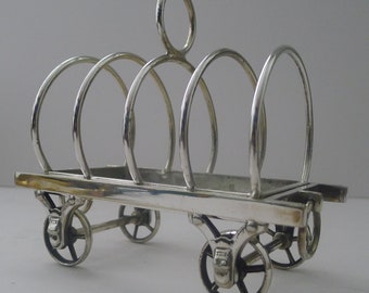 Rare Antique English Novelty Toast Rack - Wagon / Caravan - Reg. 1879