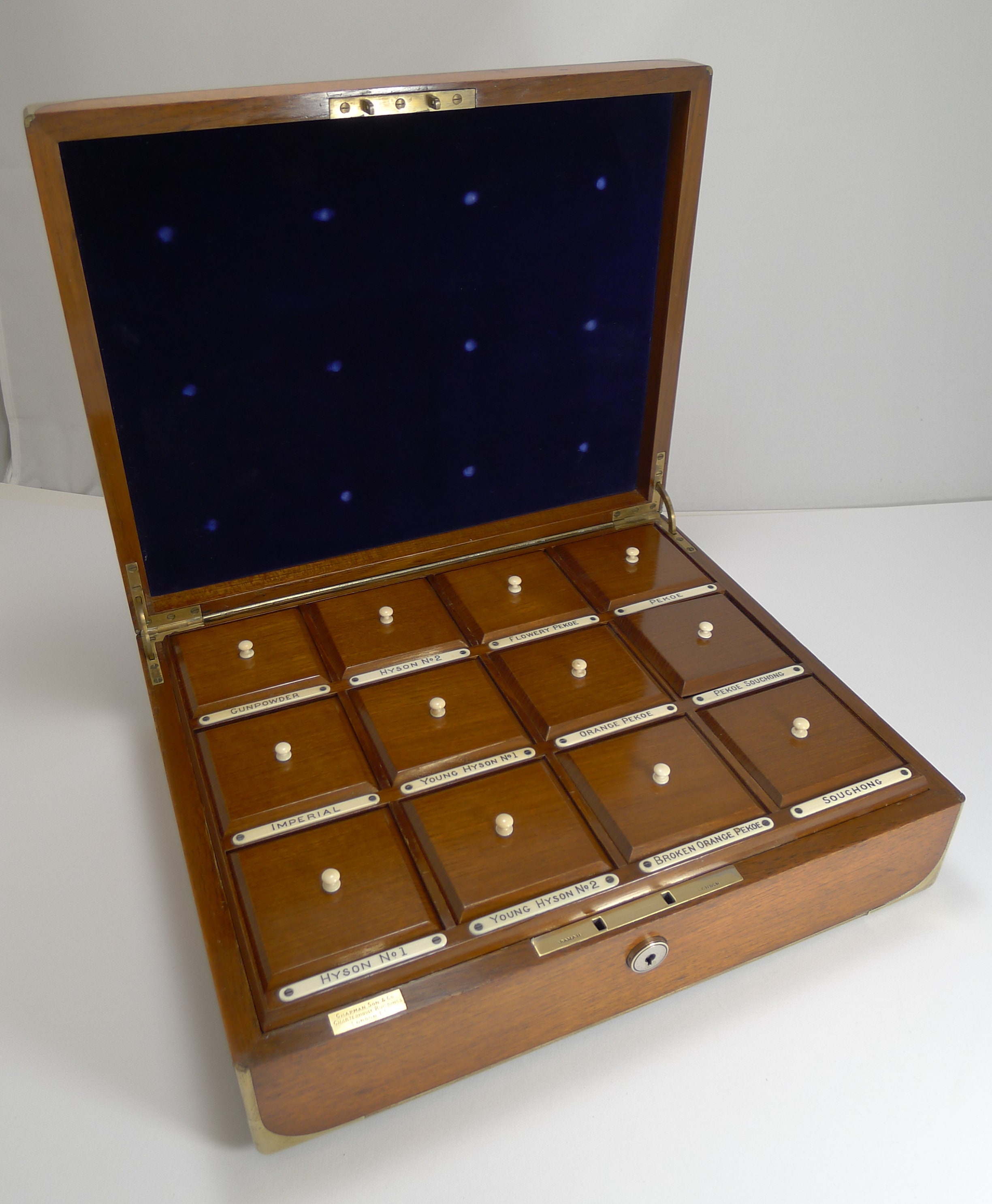 Image of Rare Brass Bound Military Style Tea Sample Box/Caddy By Chapman Son & Co., London
