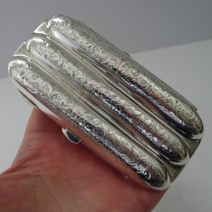 Antique English Sterling Silver Three Finger Cigar Case - Birmingham 1919