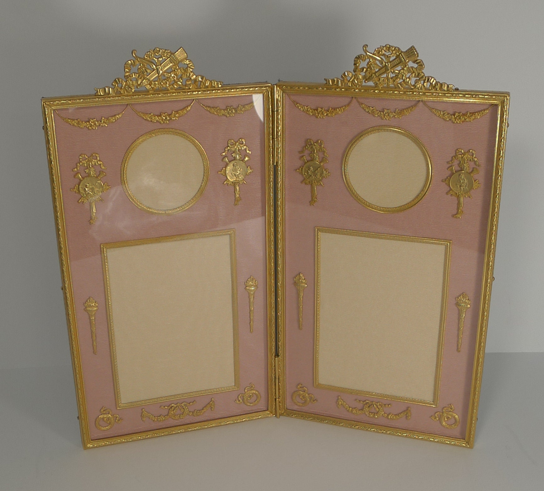 Image of Antique French Gilded Bronze Photograph/Picture Frame C.1900 - Cherubs