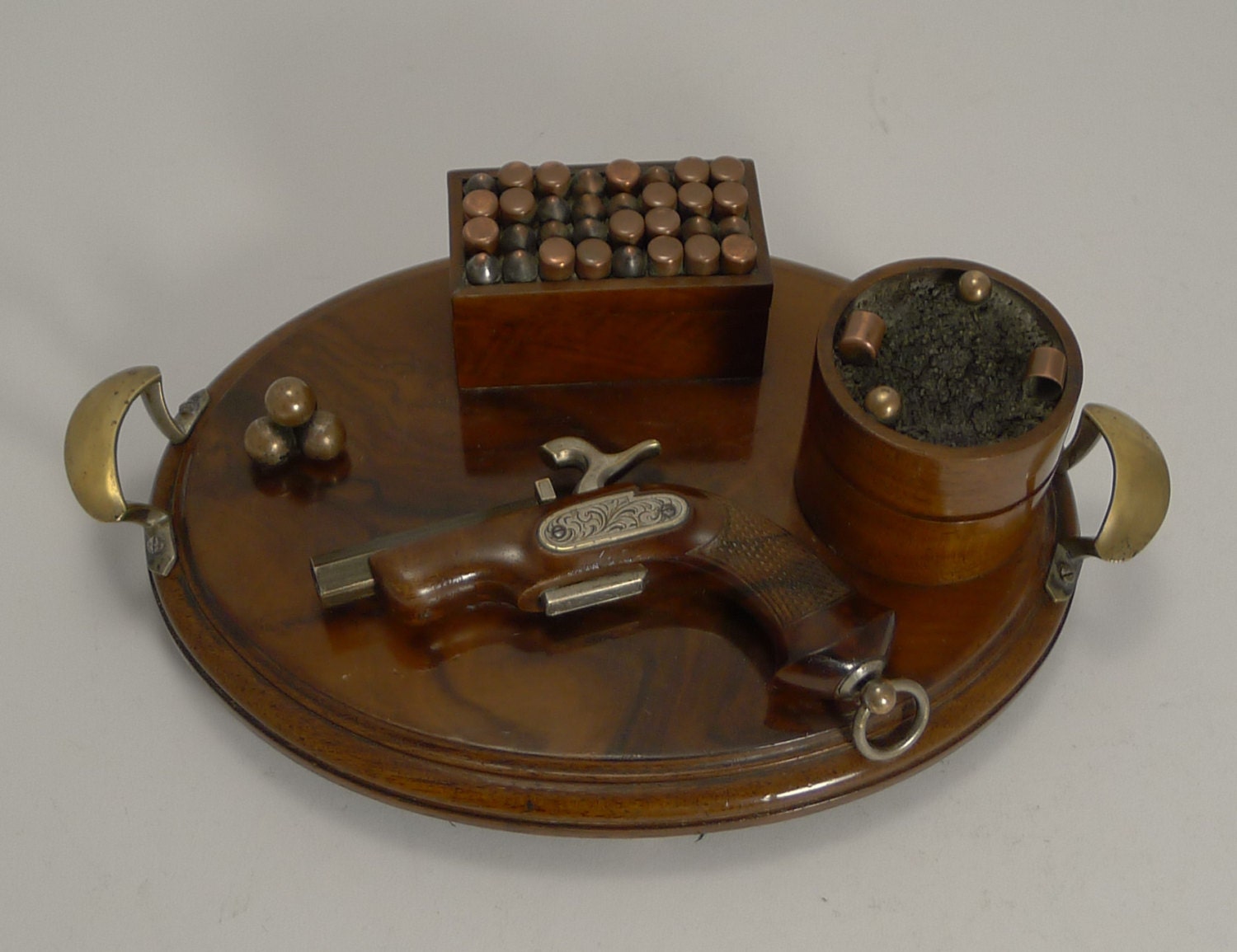 Rare Antique Walnut Desk Set Gun Theme C.1890 Etsy UK