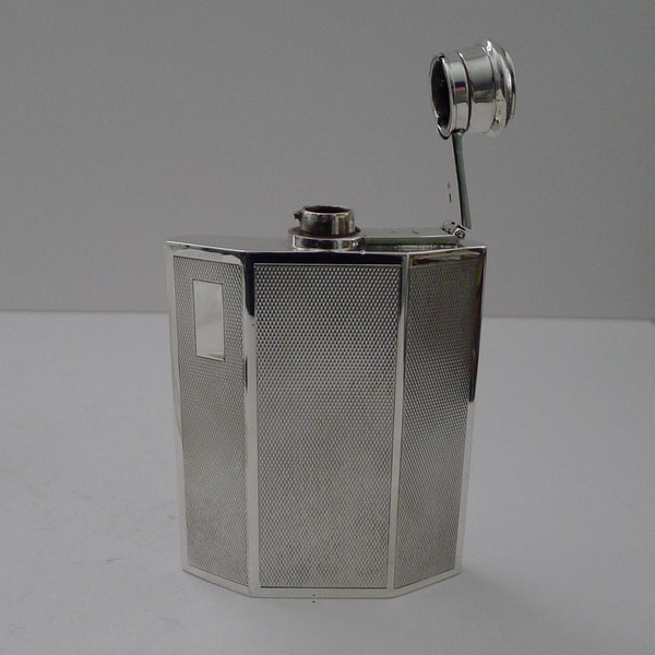 Smart Mid-Century Modern Solid Silver Hip Flask