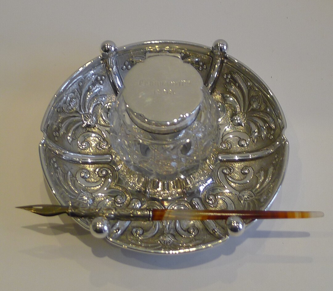 Silver Inkwell Handsome Antique English Sterling Silver Inkwell - 1906 - Etsy
