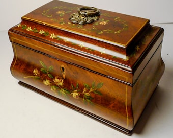 English Hand-Painted Regency Mahogany Tea Caddy c.1820