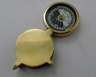 Unusual Antique English Folding Compass In Brass Case c.1900