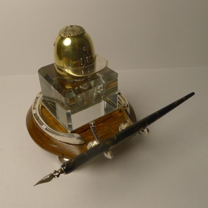 Equestrian / Jockey Cap Inkstand / Inkwell c.1890