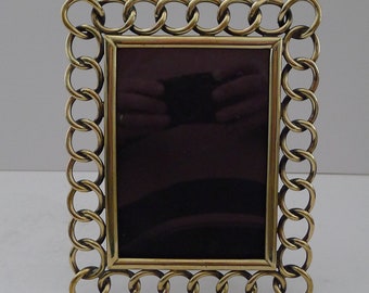 Heavy Cast Antique English Brass Wedding Ring Photograph Frame c.1890