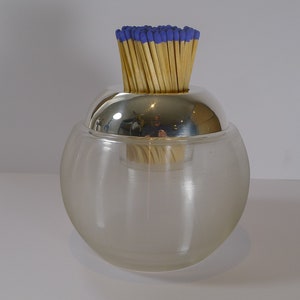Oversized Antique English Threaded Glass & Sterling Silver Match Strike - 1917