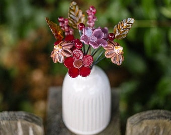 Autumnal Amber Skies Glass Flower Bouquet