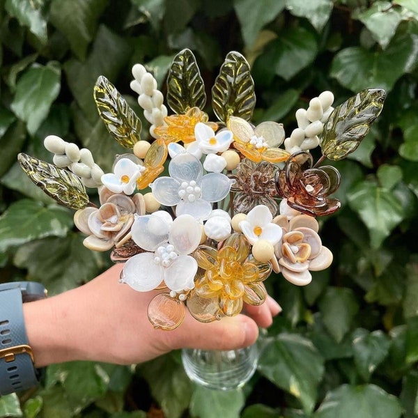 Boho Neutrals Glass Flower Bouquet