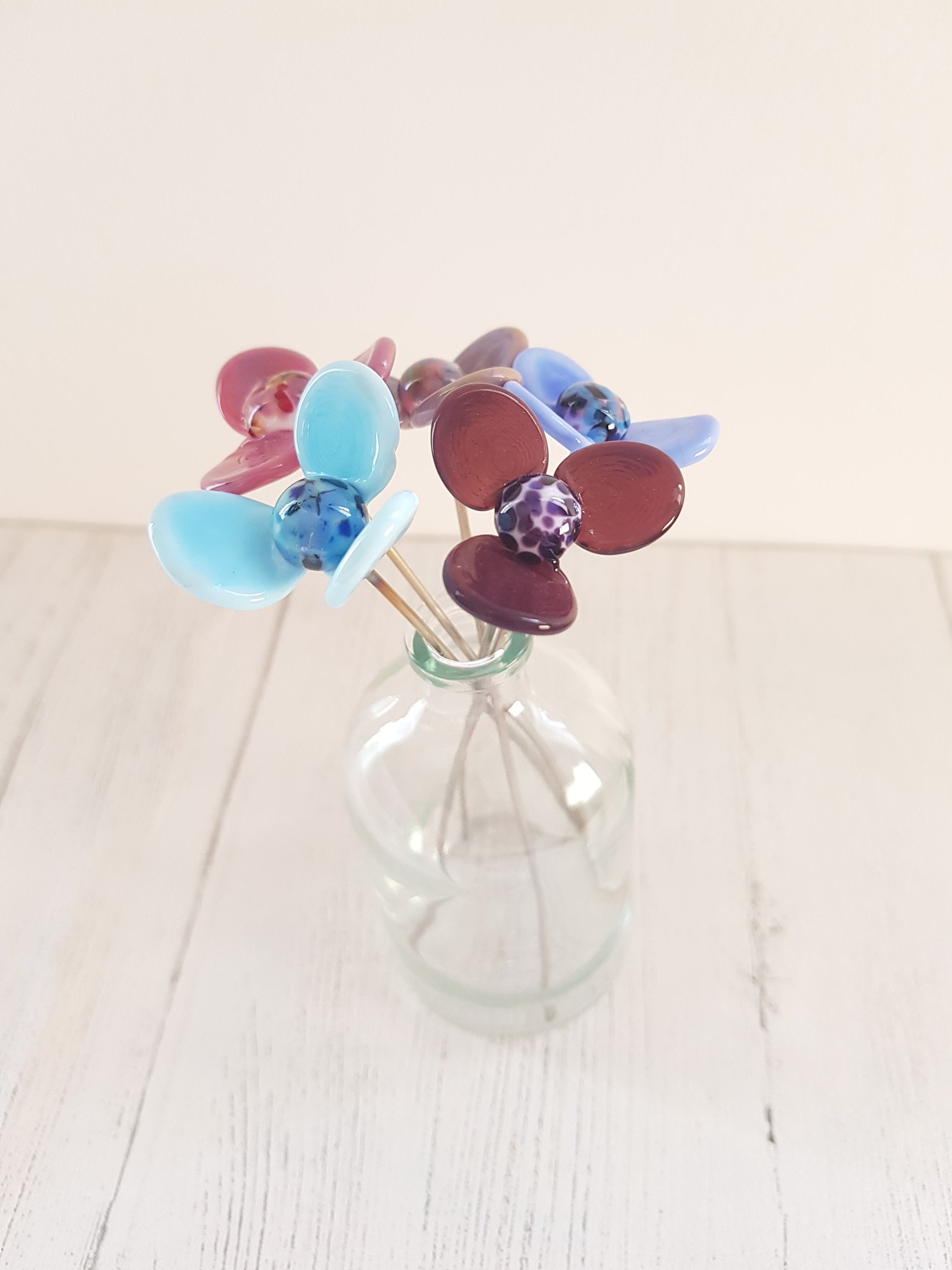 Pastel Glass Flower Bouquet Handmade Glass Flower Gift Etsy