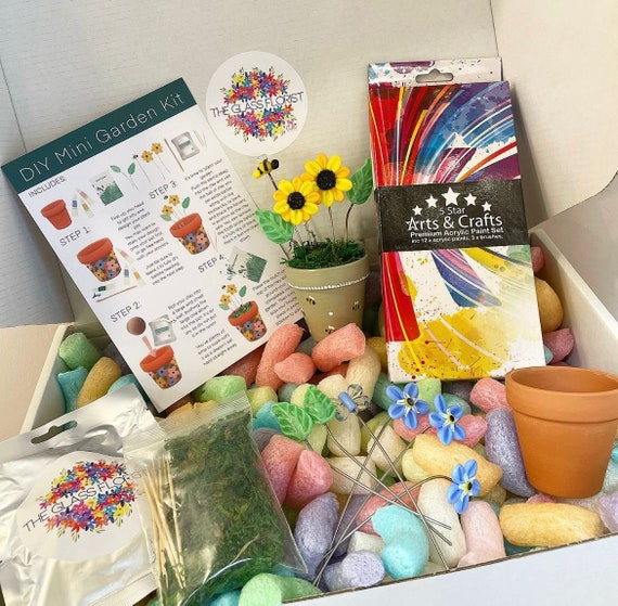 Flower Pot Craft Kit Paint Your Own Pot Mini Garden Kit Etsy