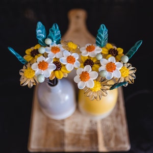 Sunflower Glass Flower Bouquet with Ceramic Vase image 5