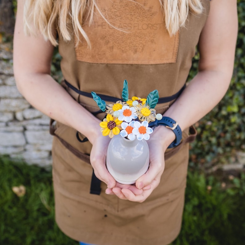 Sunflower Glass Flower Bouquet with Ceramic Vase image 7