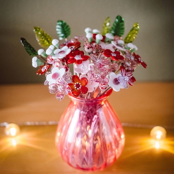 Valentines Premium Glass Flower Bouquet Etsy