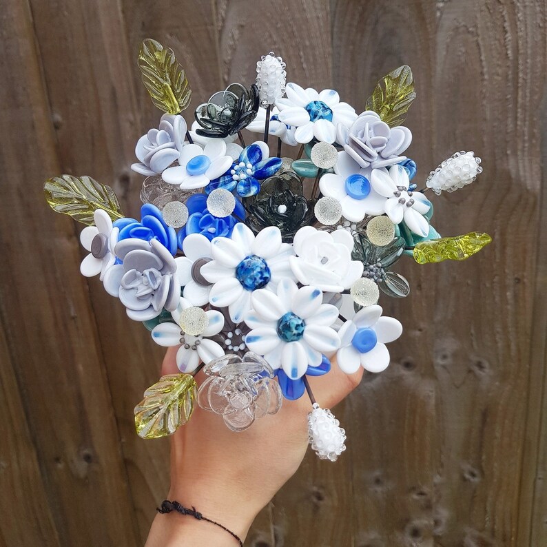 Custom Glass Flower Bouquet Bespoke Flower Bouquets Etsy