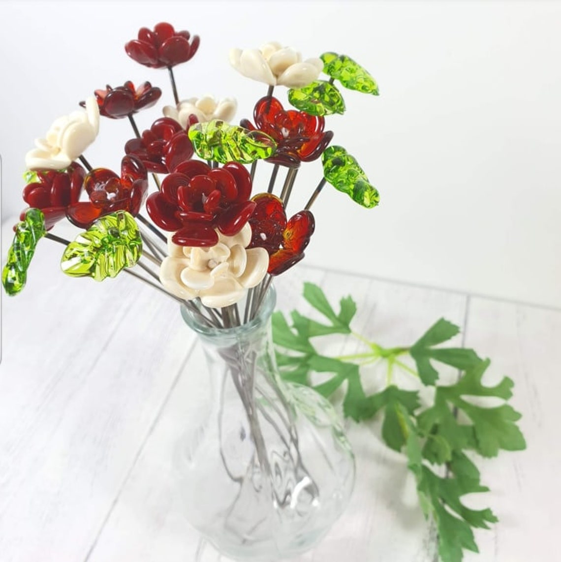 Glass Roses Bouquet Glass Flower Bouquet Handmade Glass Etsy