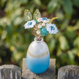 Ocean Inspired Glass Flower Bouquet With Vase