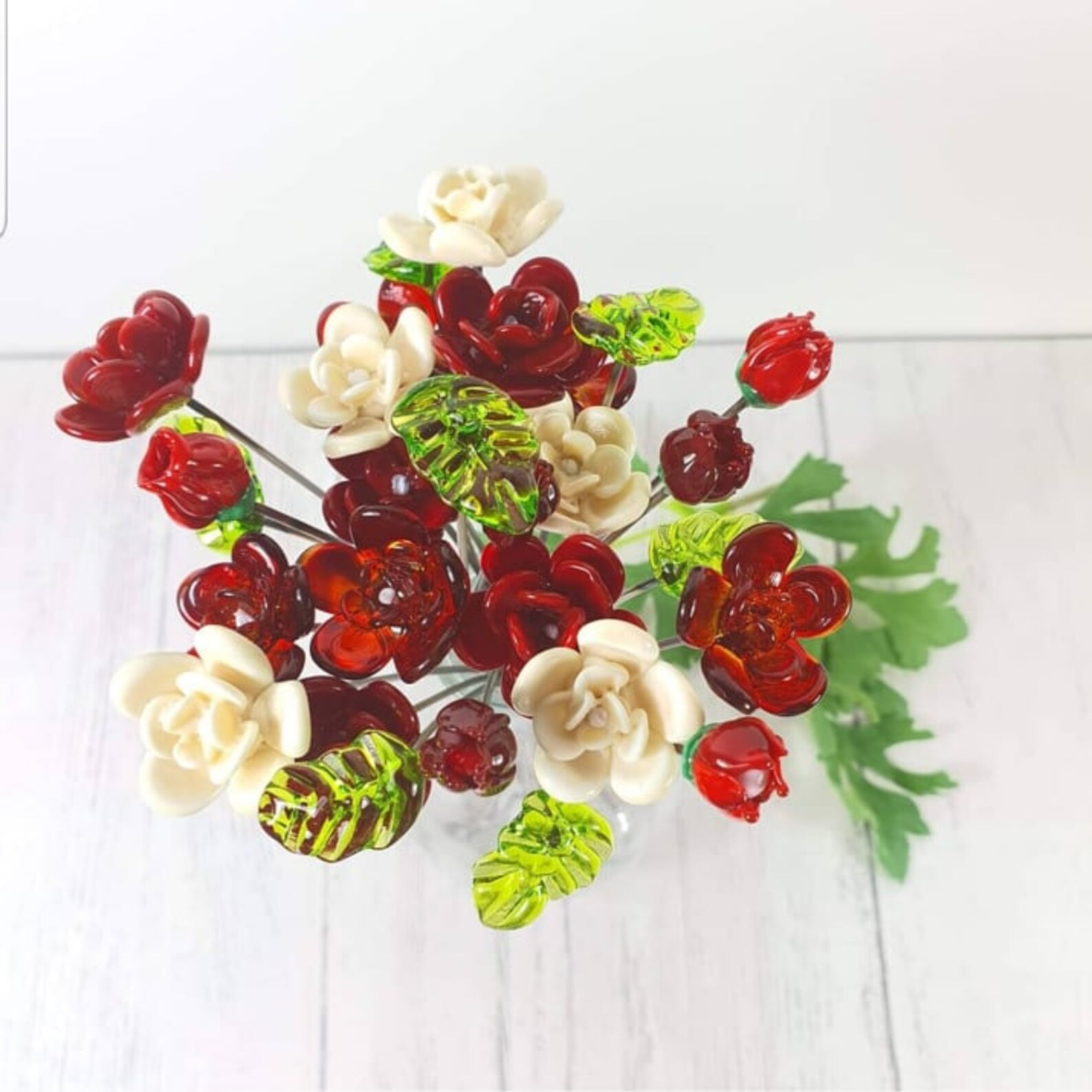 Glass Roses Bouquet Flower Bouquet Handmade Glass Flowers Etsy