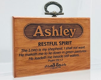 Names A-Bobby | Mahogany Wood Christian Name Plaque With Bible Verse / Scripture - STANDARD NAME | GracelandGifts