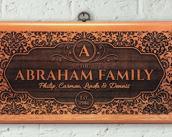 LWPE | Personalized Family Name Sign Wood, Engraved House sign, Housewarming gift, Wall hanging, GracelandGifts